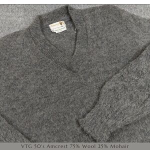 VTG Amcrest Wool 75% Mohair 25% V Neck Sweater Women's Small Shaggy Made in USA